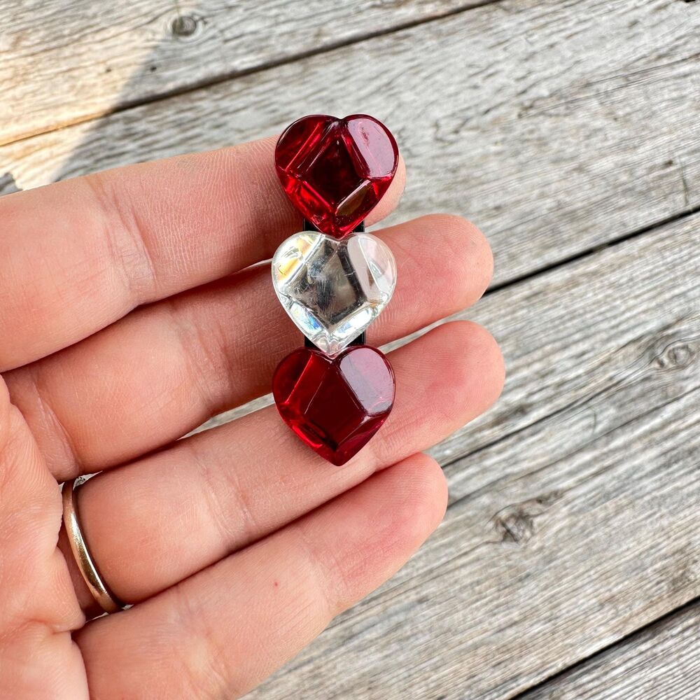 Vintage Jewelry Stacked Heart Brooch Hearts Pin Jewel Heart Stack Brooch